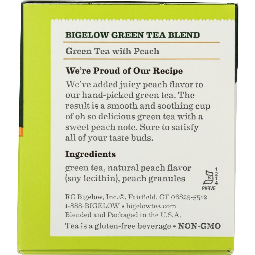 BIGELOW: Green Tea With Peach 20 Tea Bags, 0.91 oz