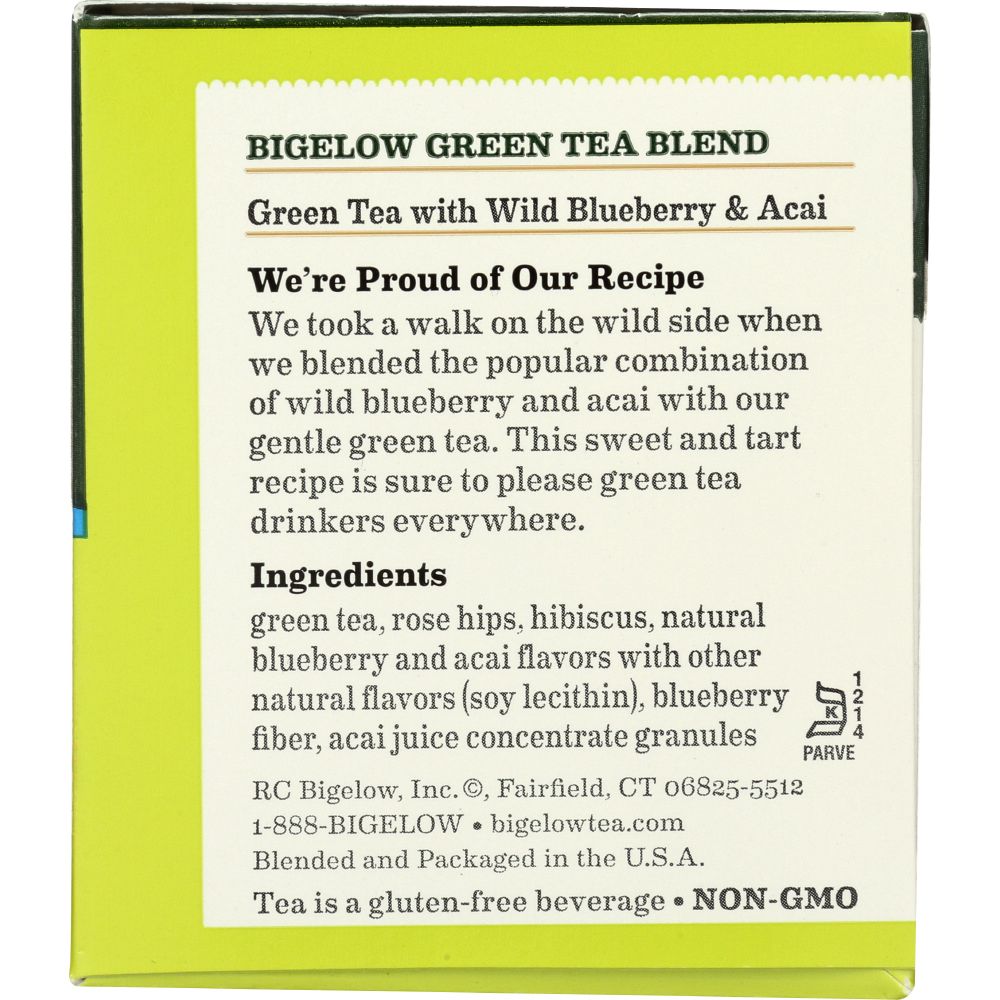 BIGELOW TEA: Green Tea Wild Blueberry & Acai, 20 Tea Bags