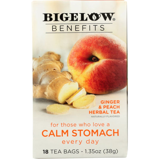 BIGELOW: Benefits Ginger and Peach Herbal Tea 18 Bags, 1.35 oz