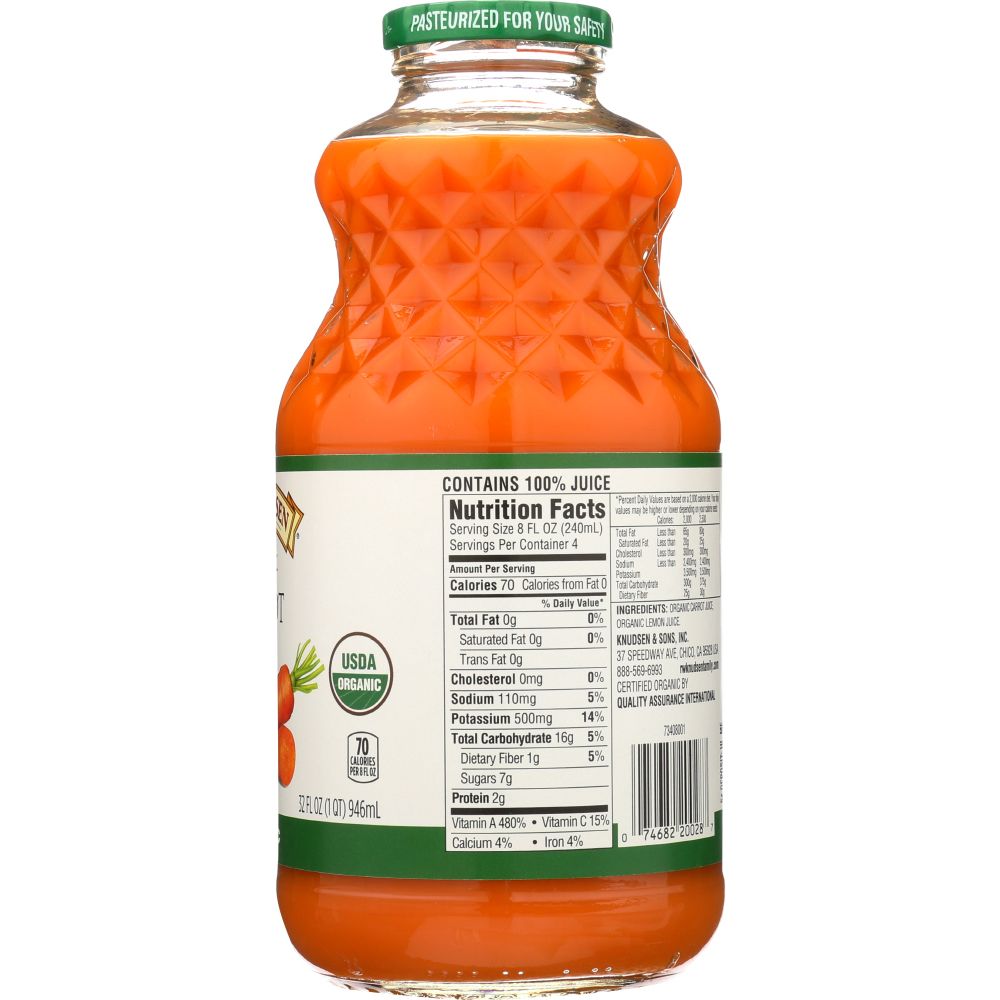 KNUDSEN: Beverage Carrot Organic, 32 oz