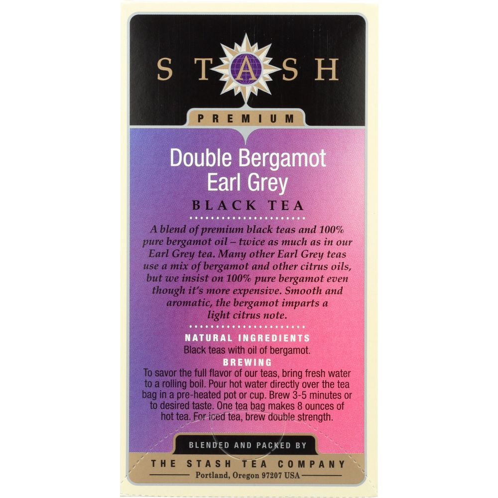 STASH TEA: Black Tea Double Bergamot Earl Grey 18 Tea Bags, 1.1 oz