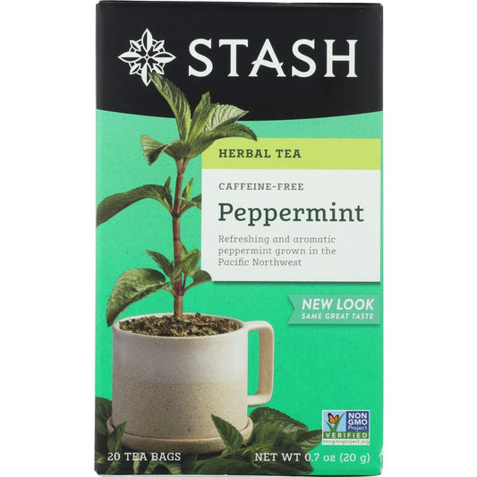 STASH TEA: Premium Peppermint Herbal Tea Caffeine Free 20 Tea Bags, 0.7 oz