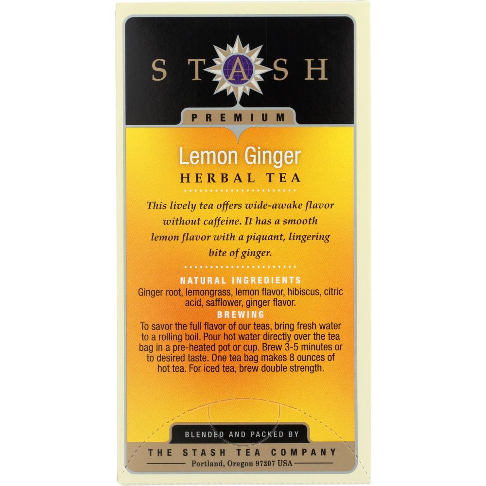 STASH TEA: Lemon Ginger Herbal Tea Caffeine Free 20 Tea Bags, 1.1 oz