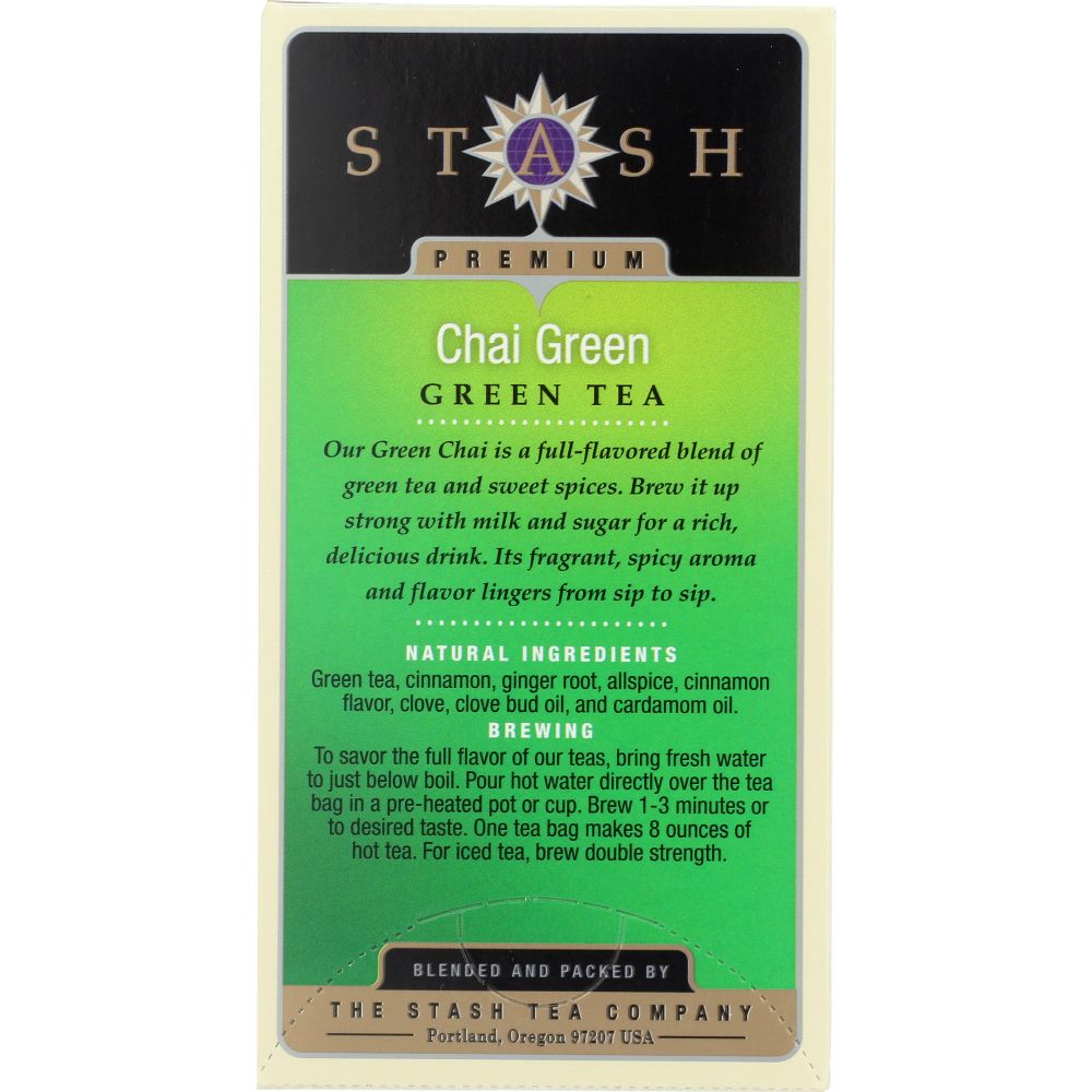 STASH TEA: Chai Green Tea 20 Tea Bags, 1.3 oz