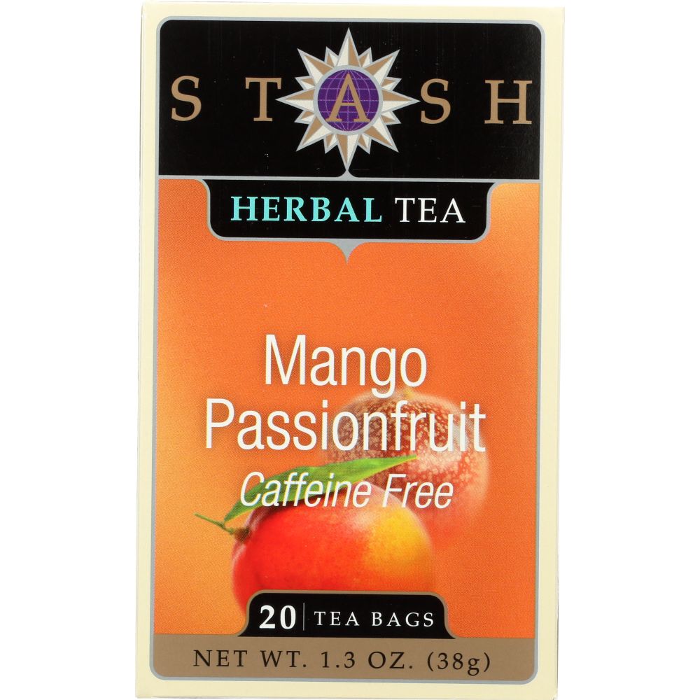 STASH TEA: Mango Passionfruit Herbal Tea Caffeine Free 20 Tea Bags, 1.3 oz