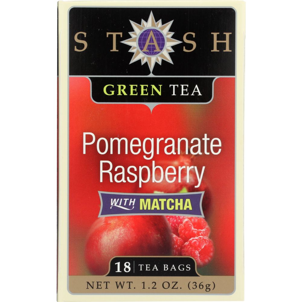 STASH TEA: Green Tea Pomegranate Raspberry with Matcha 18 Tea Bags, 1.2 Oz