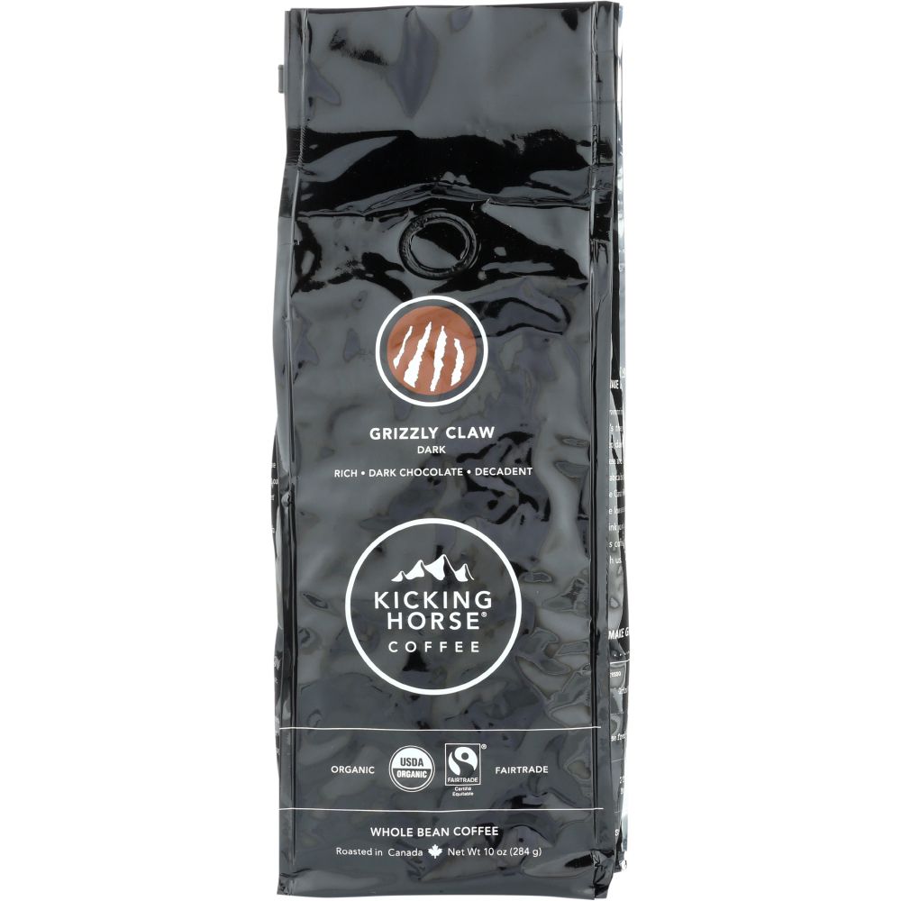 KICKING HORSE COFFEE: Grizzly Claw Dark Roast Whole Bean, 10 oz