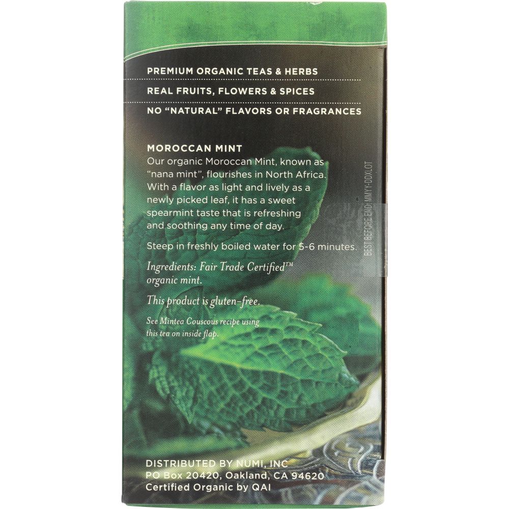 NUMI TEAS: Organic Moroccan Mint Herbal Tea, 18 bg