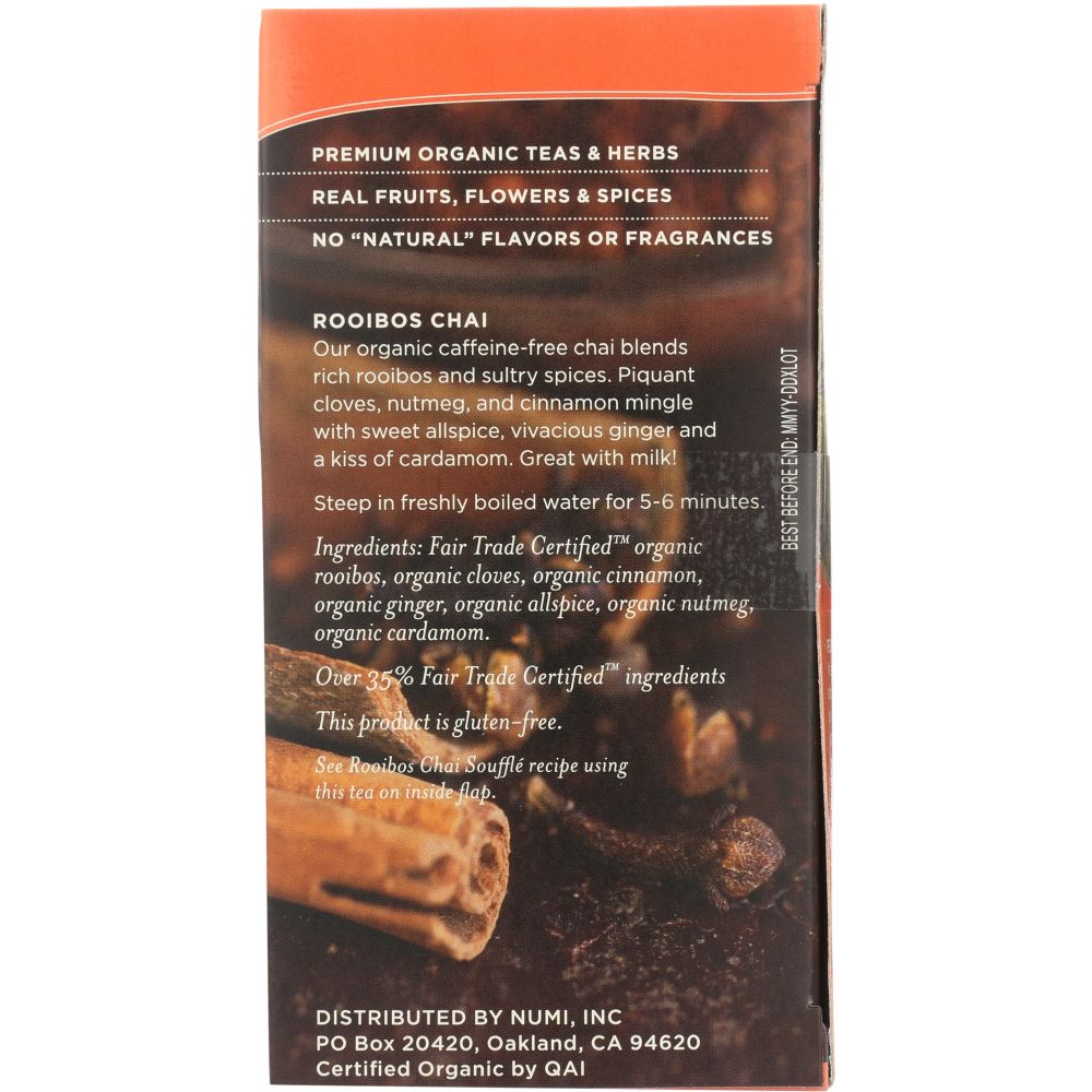 NUMI TEAS: Rooibos Chai Herb Tea, 18 bg