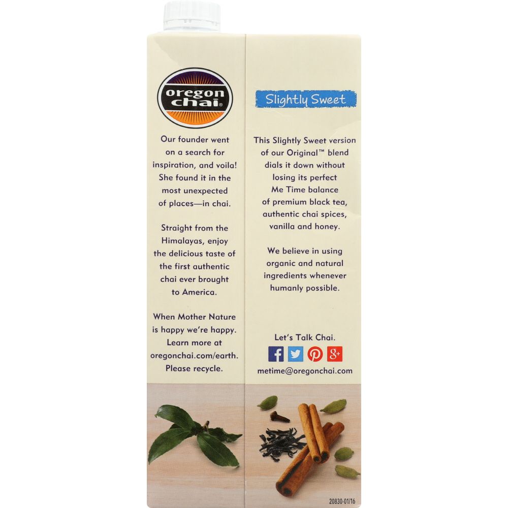 OREGON CHAI: Slightly Sweet Original Chai Tea Latte Concentrate, 32 oz