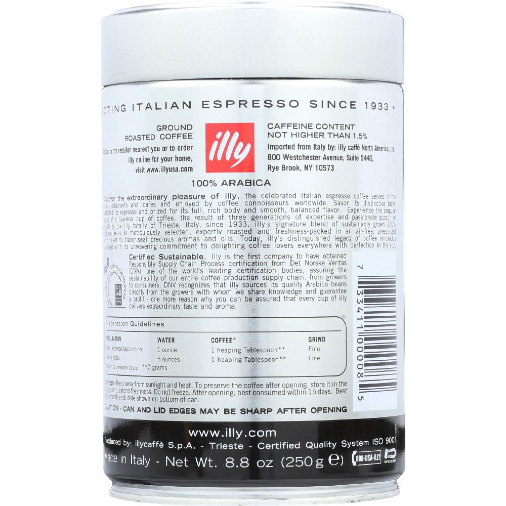 ILLY: Espresso Dark Roast Ground Coffee, 8.8 oz