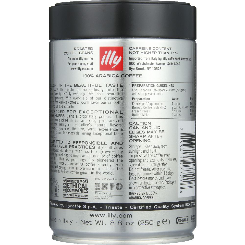 ILLYCAFFE: Whole Bean Dark Roast Coffee, 8.8 oz