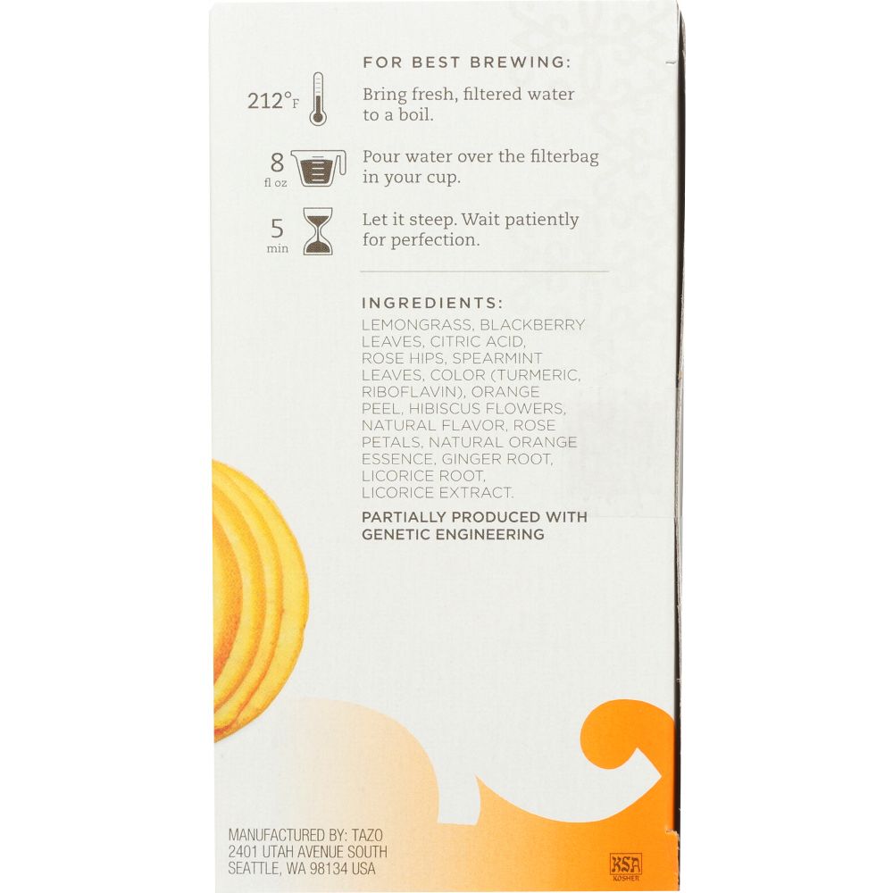 TAZO: Wild Sweet Orange Herbal Tea Caffeine-Free 20 Tea Bags, 1.58 oz