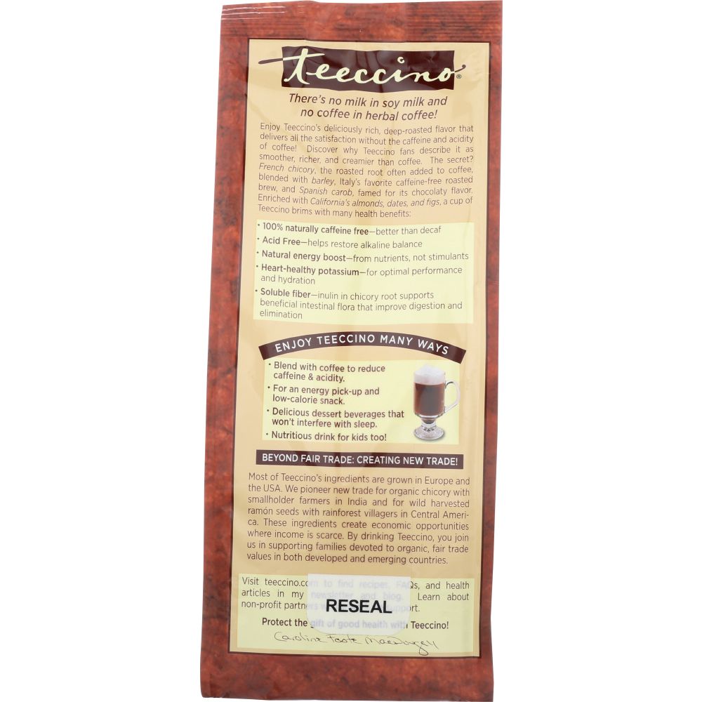 TEECCINO: Mediterranean Herbal Coffee Medium Roast Caffeine Free Vanilla Nut, 11 oz