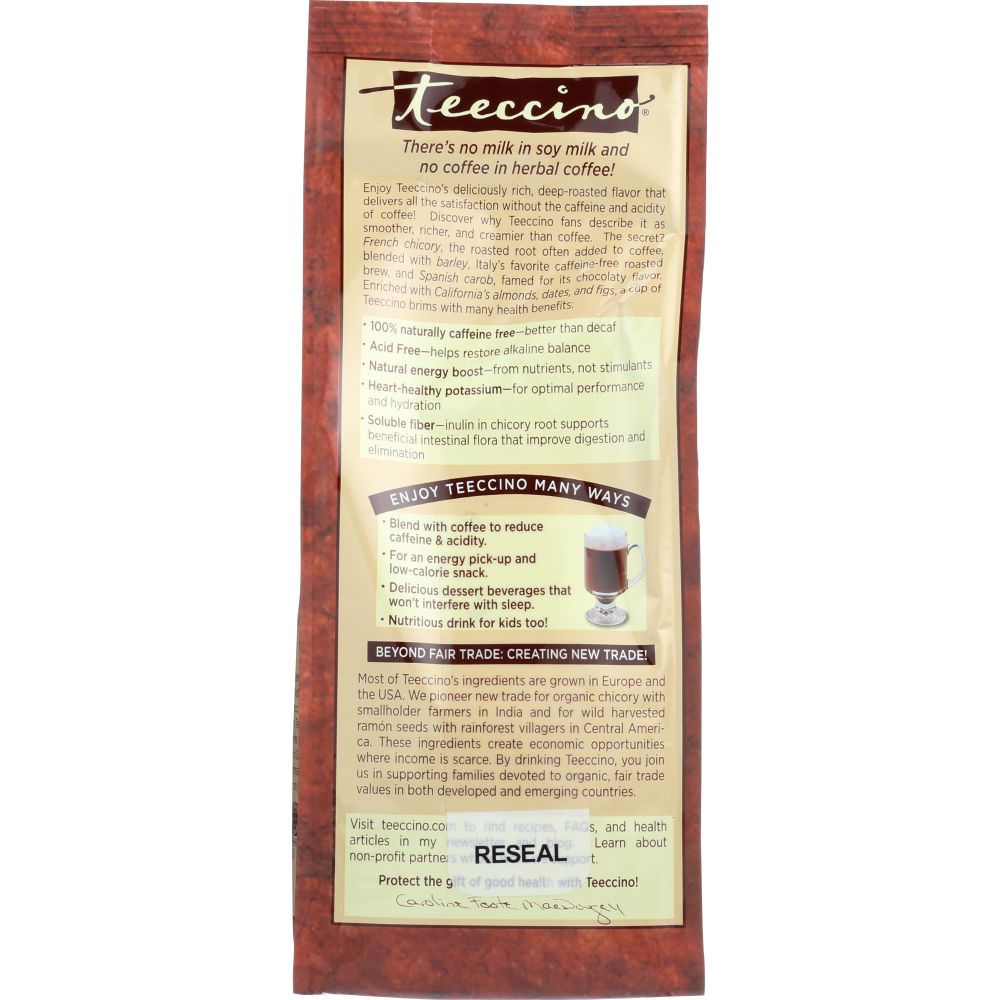 TEECCINO: Mediterranean Herbal Coffee Hazelnut Medium Roast Caffeine Free, 11 oz