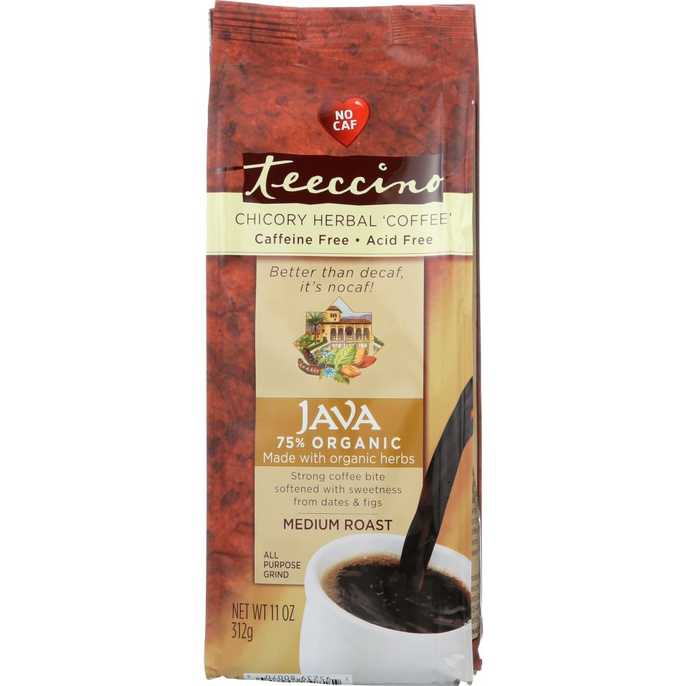 TEECCINO: Herbal Coffee Mediterranean Java Medium Roast Caffeine-Free, 11 oz