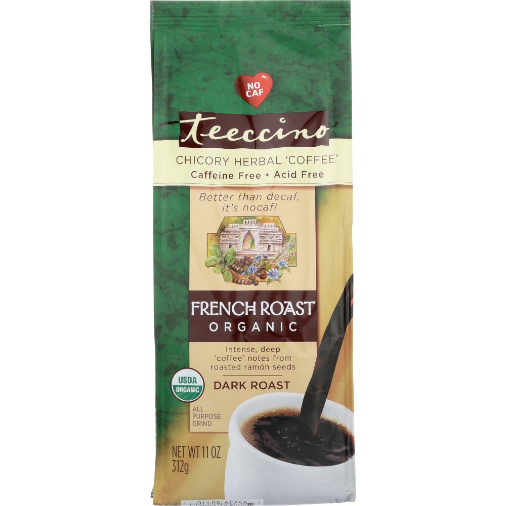 TEECCINO: Organic Herbal Coffee Alternative French Roast Caffeine Free, 11 oz