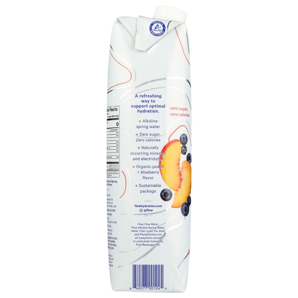 FLOW WATER: Water Alkaline Peach Blueberry, 33.8 fo