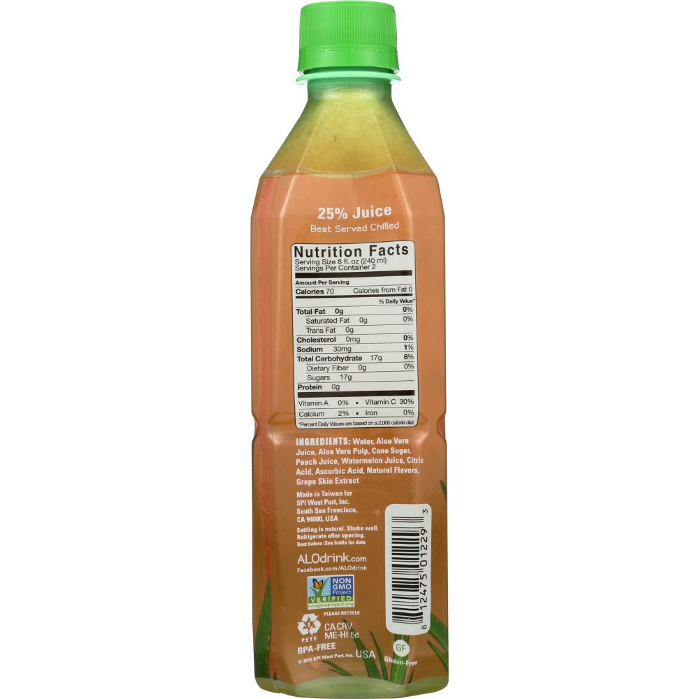 ALO: Comfort Watermelon & Peach, No Preservatives Or Additives Fat Free Drink, 16.9 oz