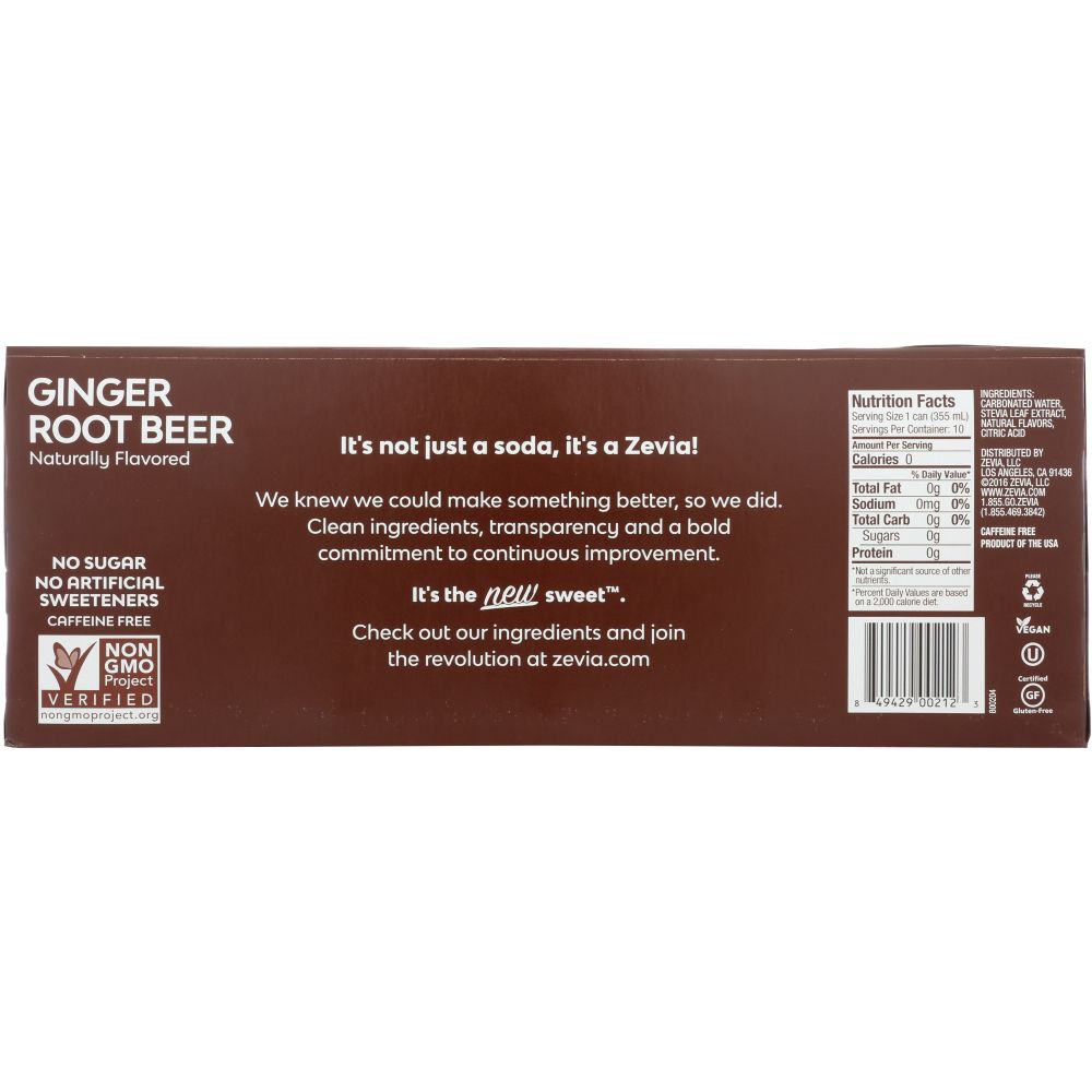 ZEVIA: Soda Ginger Root Beer 10 pk, 120 oz