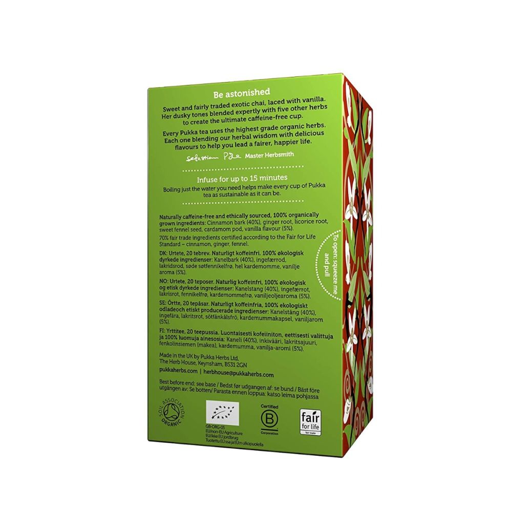 PUKKA HERBS: Organic Vanilla Chai Tea, 20 bg