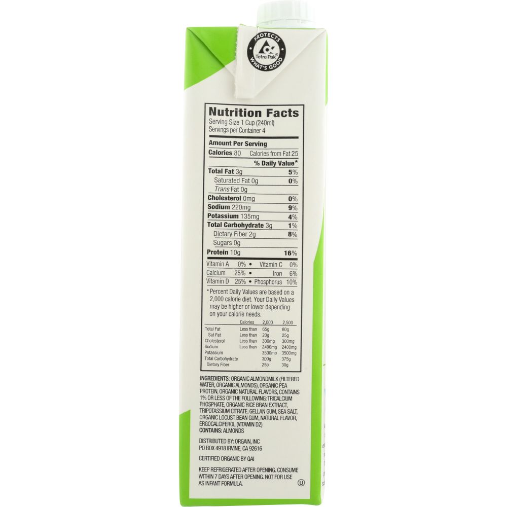 ORGAIN: Organic Protein Almond Milk Unsweetened Vanilla, 32 oz