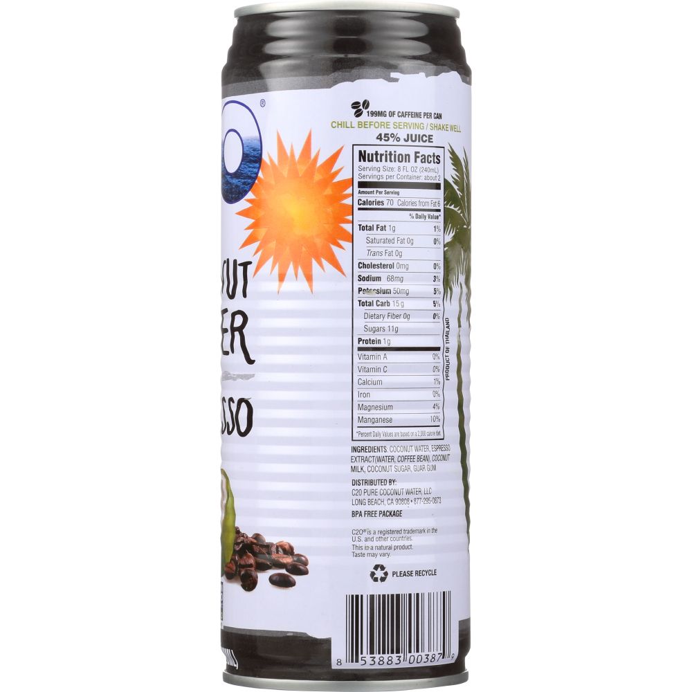 C20: Water Coconut Pure with Espresso, 17.5 oz