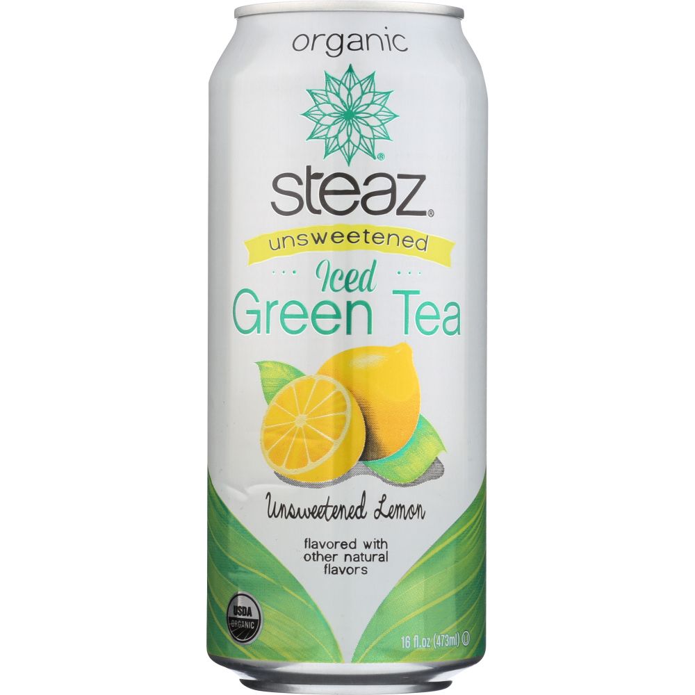 STEAZ: Organic Iced Green Tea Unsweetened with Lemon, 16 oz