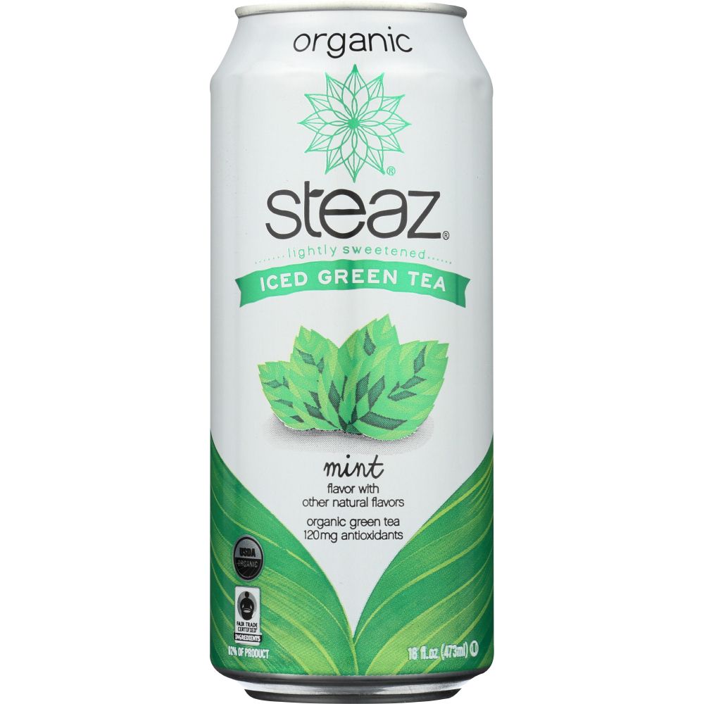 STEAZ: Organic Iced Green Tea Mint Lightly Sweetened, 16 oz