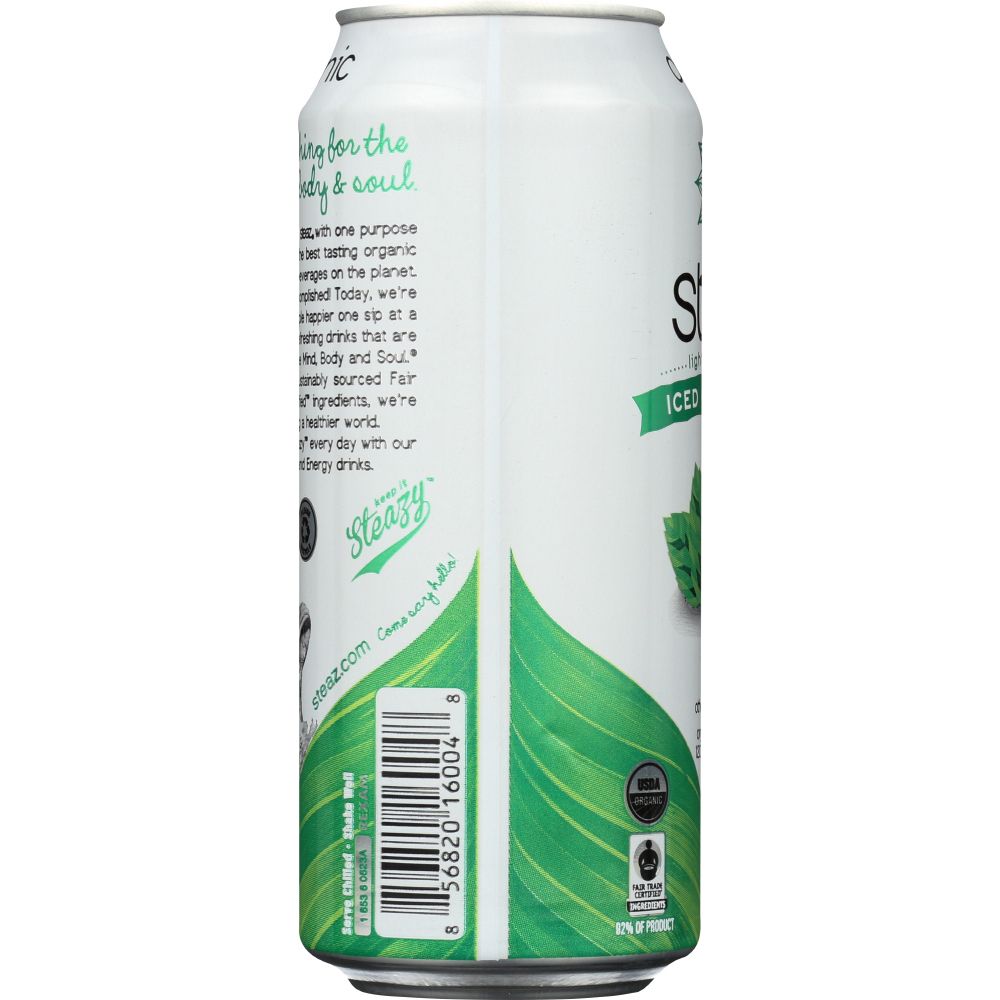 STEAZ: Organic Iced Green Tea Mint Lightly Sweetened, 16 oz