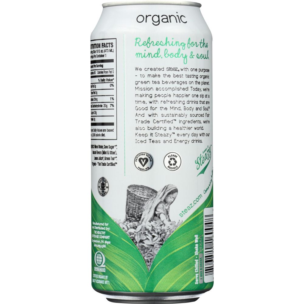 STEAZ: Organic Iced Green Tea Mint Lightly Sweetened, 16 oz