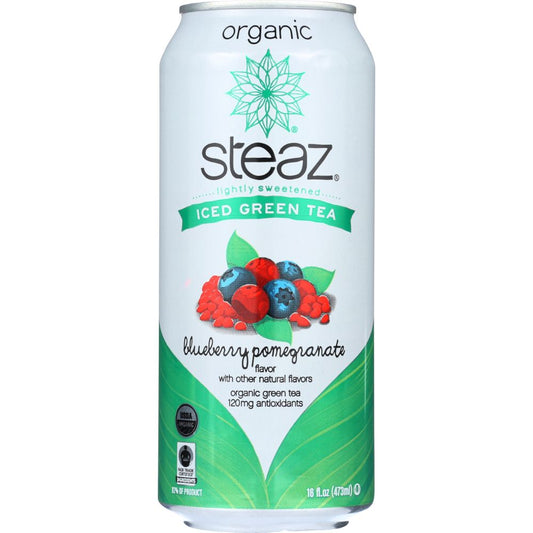 STEAZ: Organic Iced Green Tea Blueberry Pomegranate & Acai Lightly Sweetened, 16 oz