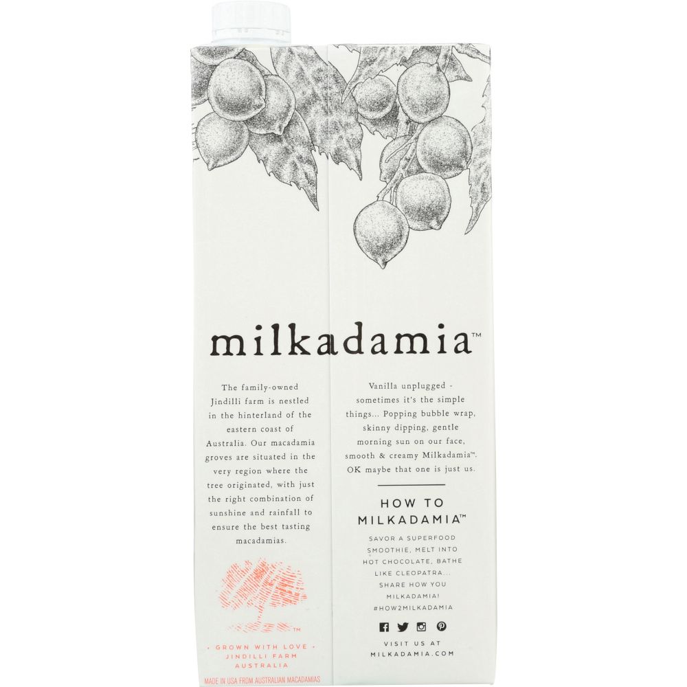 MILKADAMIA: Unsweetened Vanilla Macadamia Milk, 32 fl oz