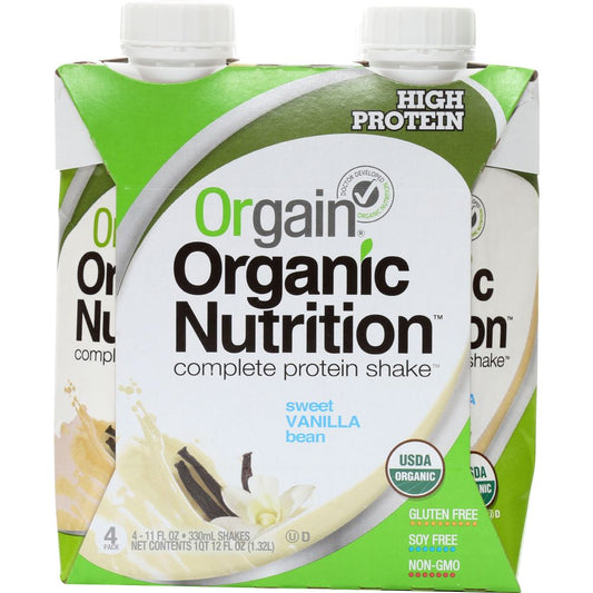 ORGAIN: Organic Nutritional Shake Sweet Vanilla Bean 4 count, 44 oz