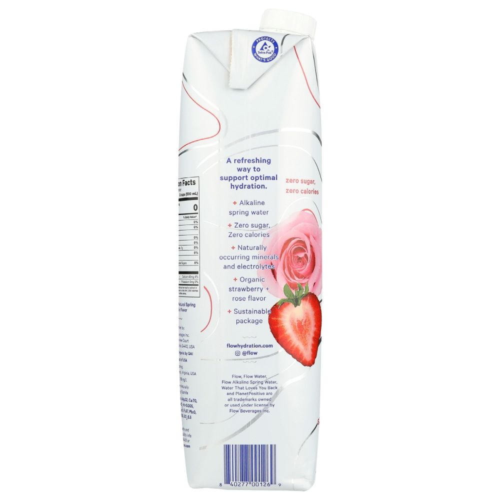 FLOW WATER: Water Alkaline Strawberry Rose, 33.8 fo