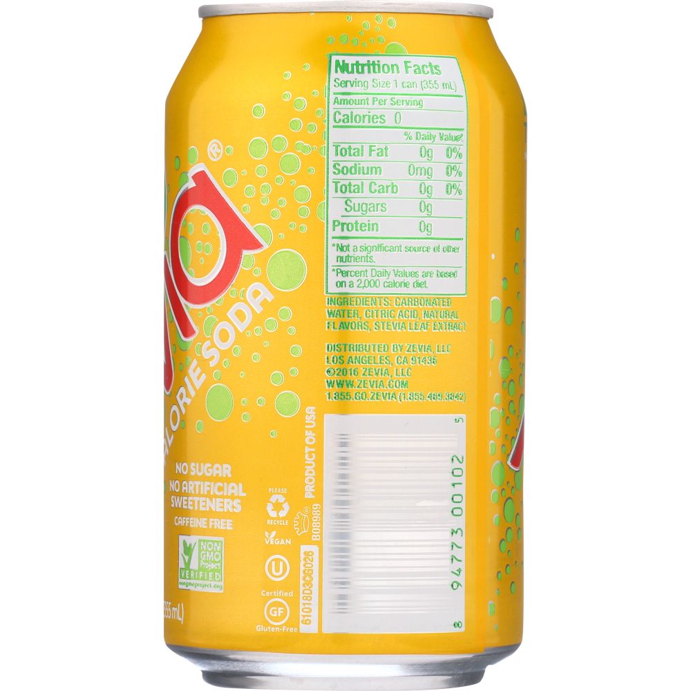 ZEVIA: Zero Calorie Soda Lemon Lime Twist 6-12 fl oz, 72 fl oz