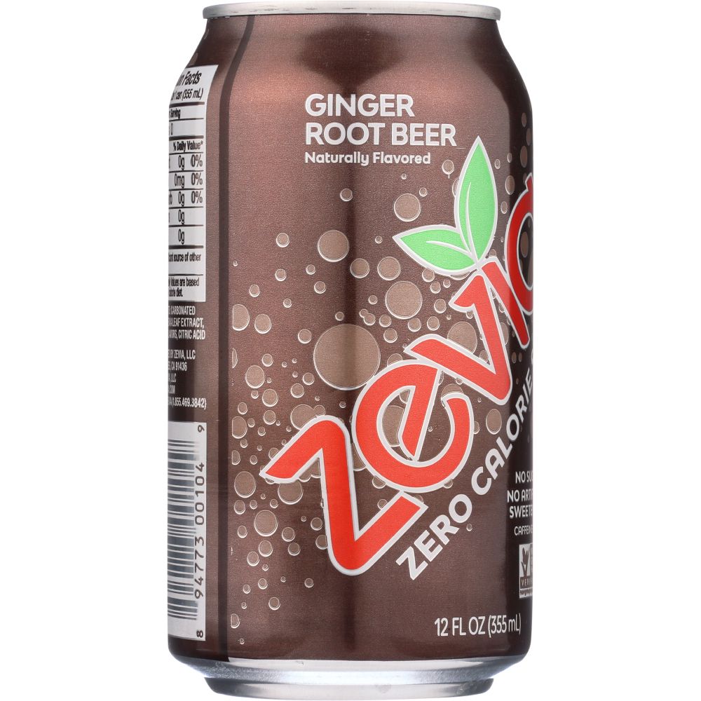 ZEVIA: All Natural Zero Calorie Soda Ginger Root Beer 6-12 fl oz, 72 fl oz