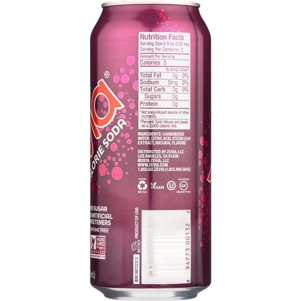 ZEVIA: Black Cherry Soda, 16 oz