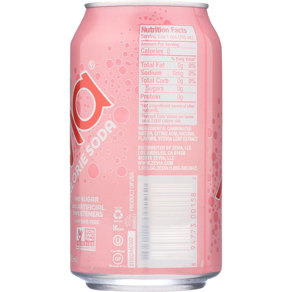 ZEVIA: Zero Calorie Soda Strawberry 6-12oz, 72 oz