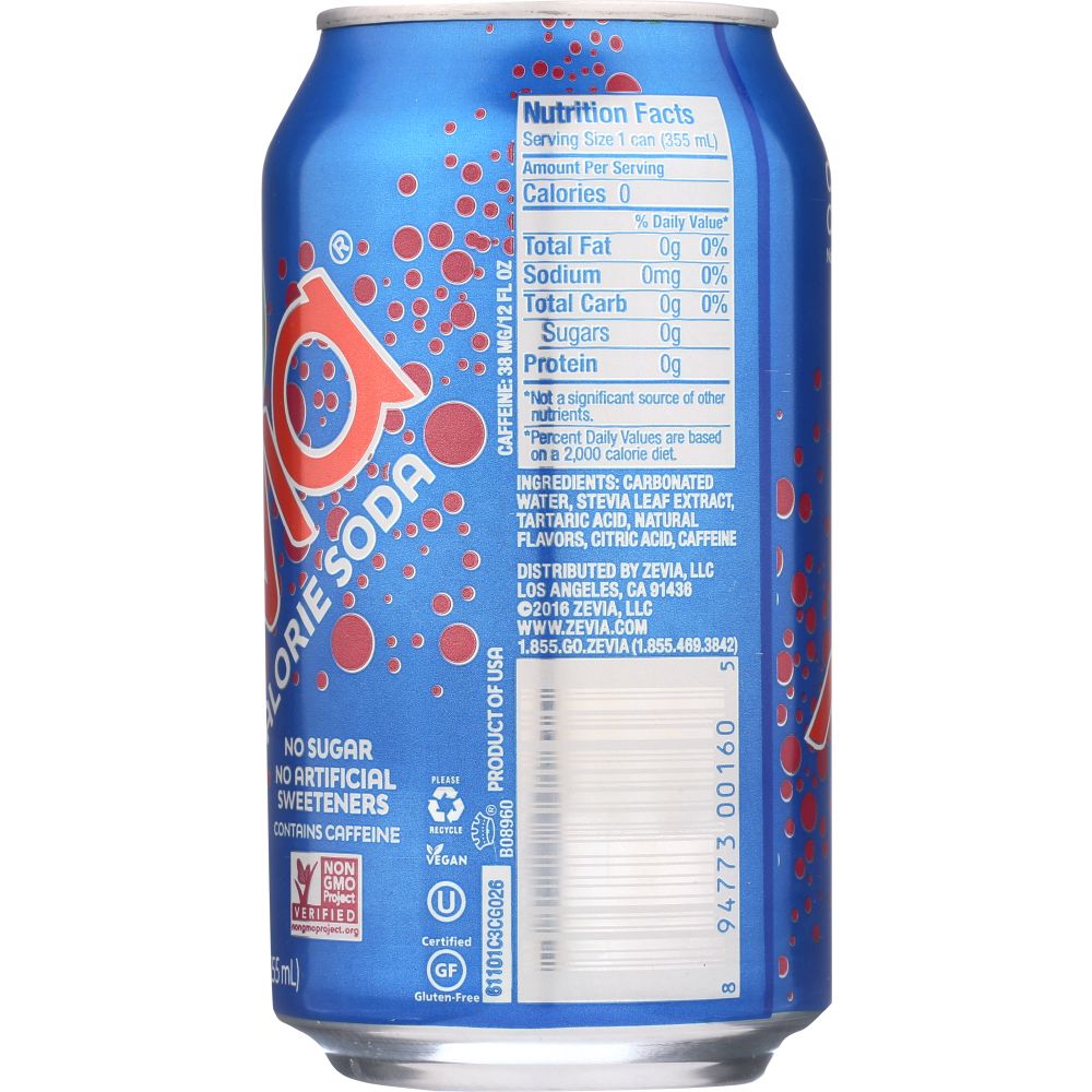 ZEVIA: Zero Calorie Soda Cherry Cola 6-12oz, 72 oz