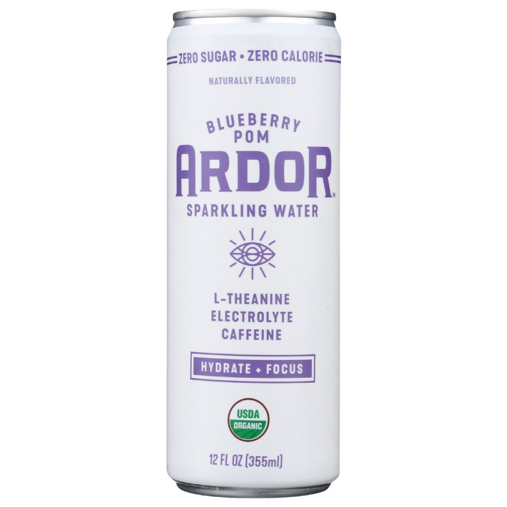 ARDOR ORGANIC INC: Blueberry Pom Sparkling Water, 12 fo