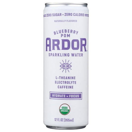 ARDOR ORGANIC INC: Blueberry Pom Sparkling Water, 12 fo