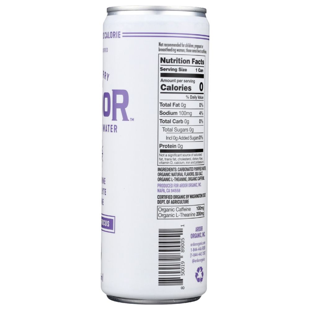 ARDOR ORGANIC INC: Blueberry Pom Sparkling Water, 12 fo