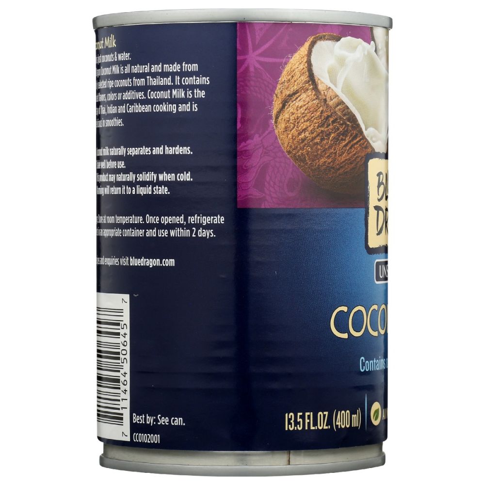 BLUE DRAGON: Unsweetened Coconut Milk, 13.5 oz