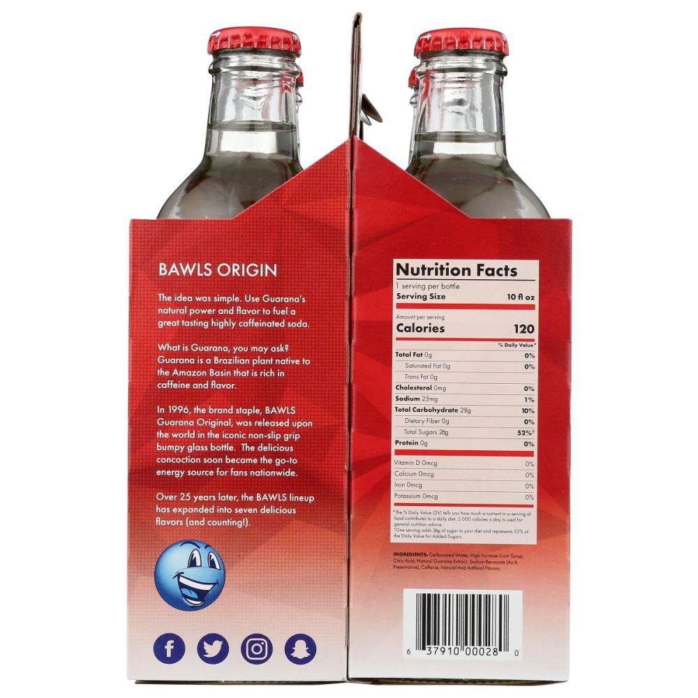 BAWLS GUARANA: Cherry 4 Pack, 40 oz