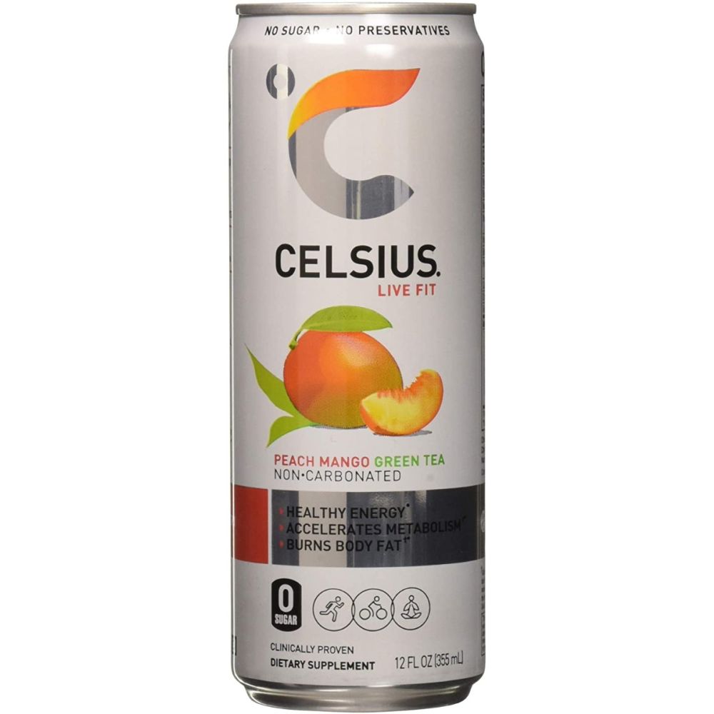 CELSIUS: Live Fit Peach Mango Green Tea, 12 oz