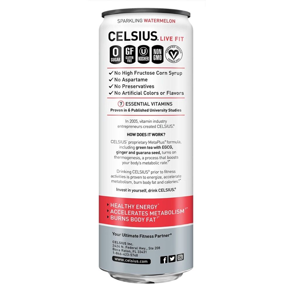 CELSIUS: Live Fit Sparkling Watermelon, 12 oz