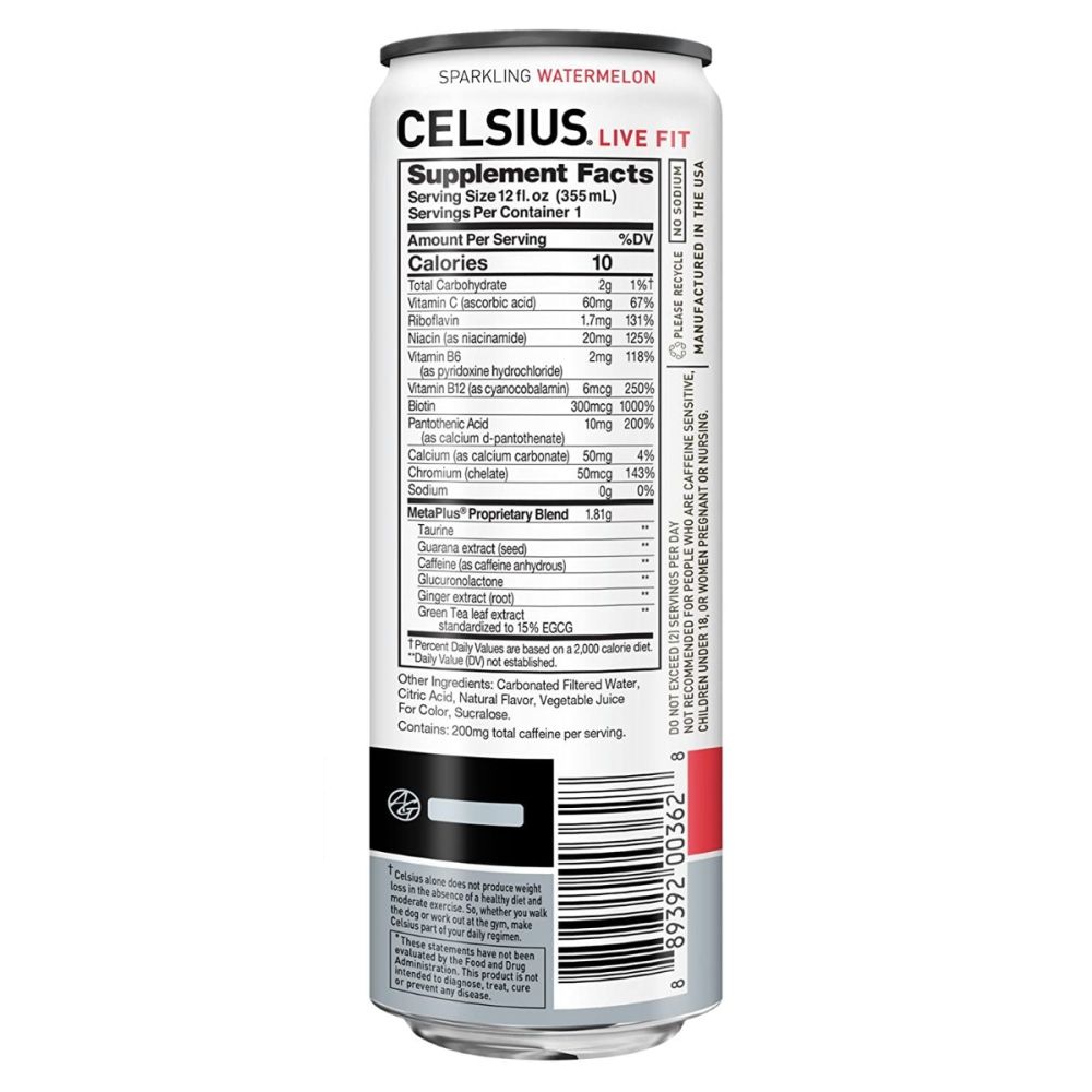 CELSIUS: Live Fit Sparkling Watermelon, 12 oz