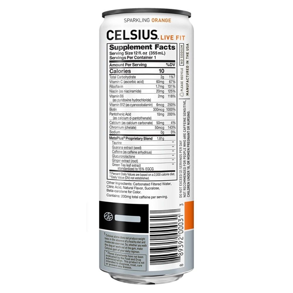 CELSIUS: Live Fit Sparkling Orange, 12 oz