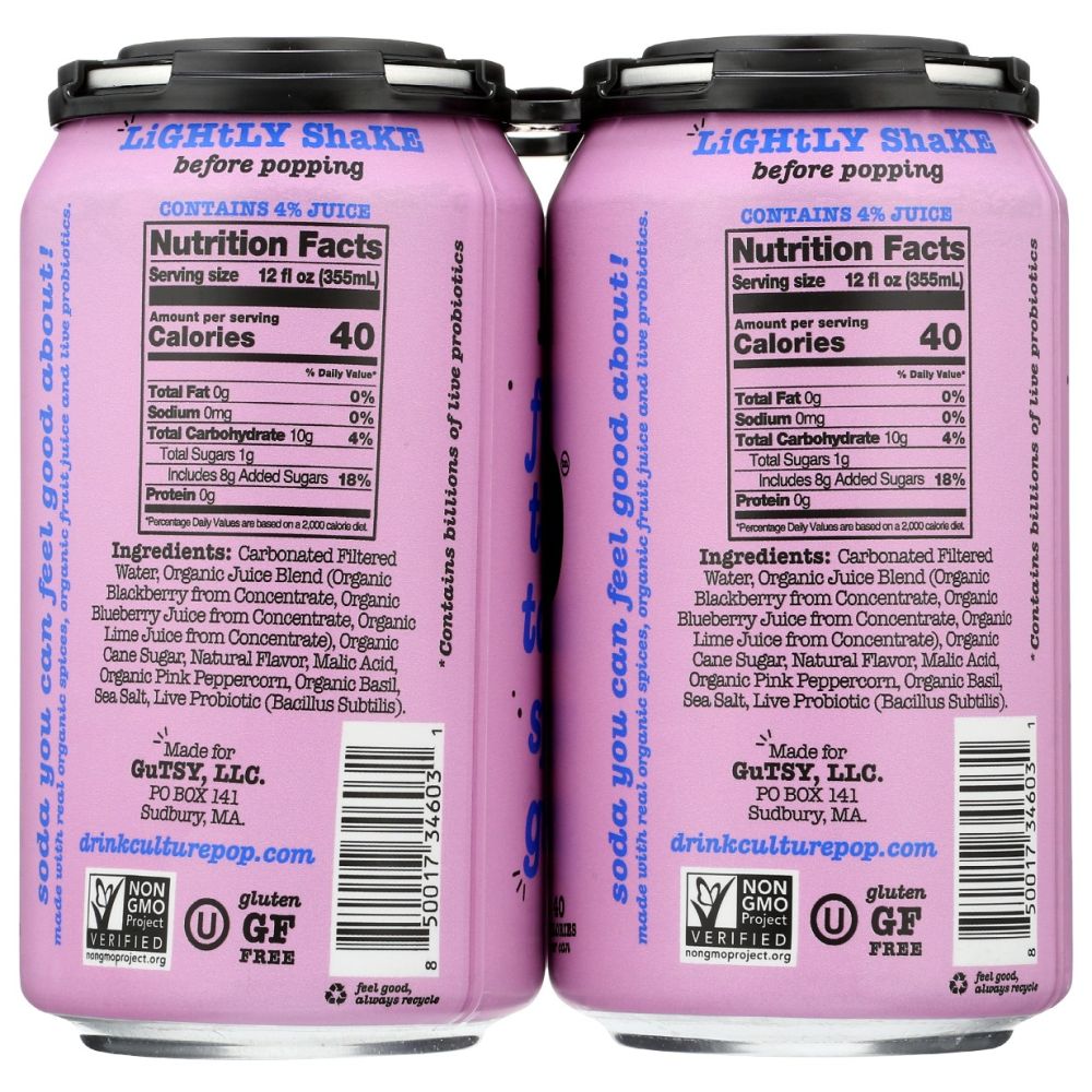 CULTURE POP: Soda Probiotic Wild Berry 4Pk, 48 fo